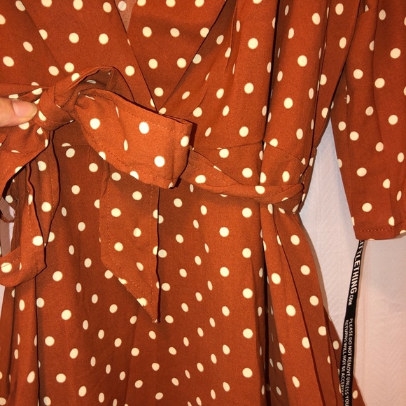 Terra-cotta polka dot tea dress - Picture 6 of 7